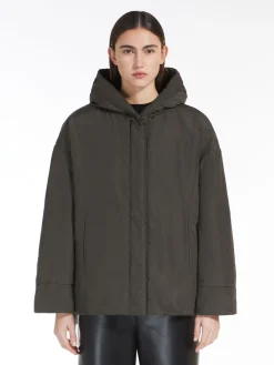 Reversible technical canvas padded sweatshirt