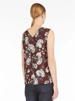 Reversible top in printed silk