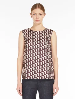 Reversible top in printed silk