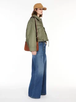 Reversible water-repellent twill bomber jacket