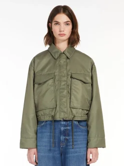 Reversible water-repellent twill bomber jacket