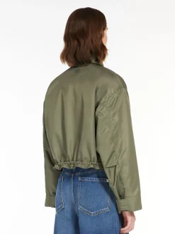Reversible water-repellent twill bomber jacket