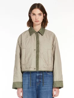 Reversible water-repellent twill bomber jacket