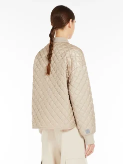 Reversible water-repellent canvas padded bomber jacket