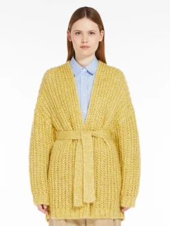 Rib-knit mohair chiné cardigan