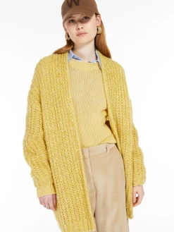 Rib-knit mohair chiné cardigan