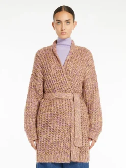 Rib-knit mohair chiné cardigan