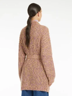 Rib-knit mohair chiné cardigan