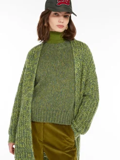 Rib-knit mohair chiné cardigan