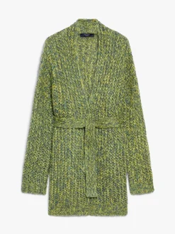Rib-knit mohair chiné cardigan