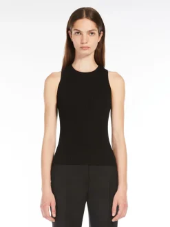 Rib-knit viscose top