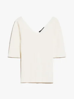 Rib-knit viscose V-neck sweater