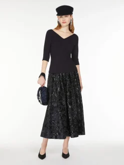 Rib-knit viscose V-neck sweater