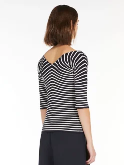 Rib-knit viscose V-neck sweater