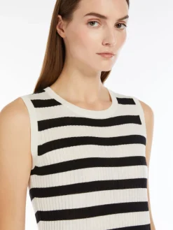 Rib-knit wool and silk top