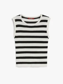 Rib-knit wool and silk top