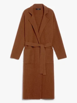 Rib-knit wool cardigan
