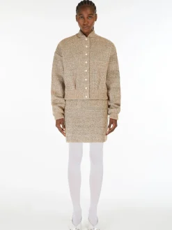 Rubberised wool-knit bomber jacket