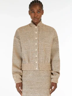Rubberised wool-knit bomber jacket