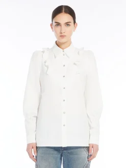 Ruched cotton twill shirt