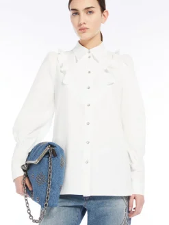 Ruched cotton twill shirt