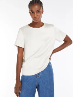Satin and jersey T-shirt