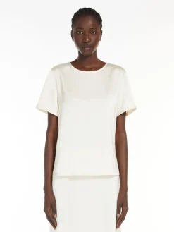Satin and jersey T-shirt