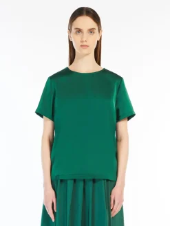 Satin and jersey T-shirt