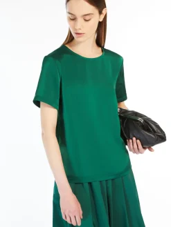 Satin and jersey T-shirt