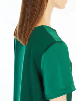 Satin and jersey T-shirt