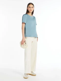 Satin and jersey T-shirt