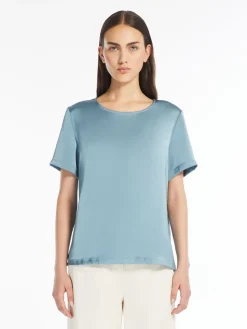 Satin and jersey T-shirt