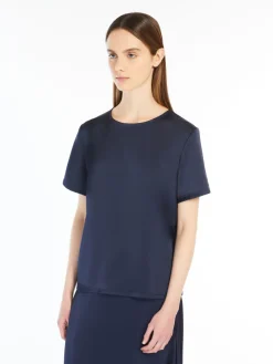 Satin and jersey T-shirt