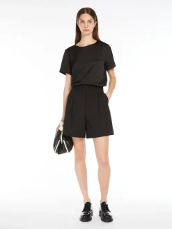 Satin and jersey T-shirt