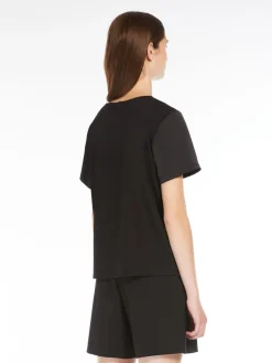 Satin and jersey T-shirt