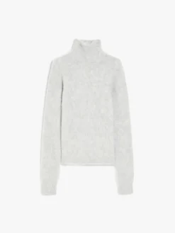 Seamless alpaca-blend mock polo-neck sweater