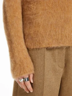 Seamless alpaca-blend mock polo-neck sweater