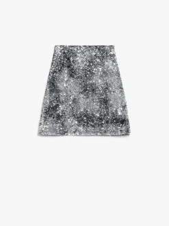 Sequin-adorned jersey mini skirt