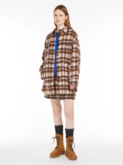 Short chequered wool skirt