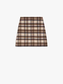 Short chequered wool skirt