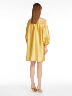 Short dress in silk-blend shantung