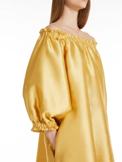 Short dress in silk-blend shantung