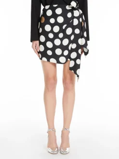 Short printed silk skirt