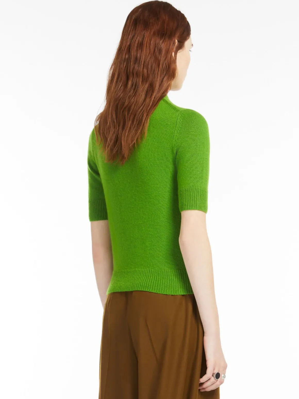 Short-sleeved wool and cashmere sweater