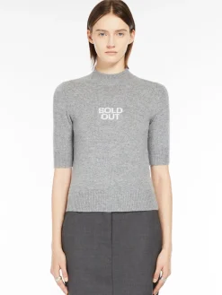 Short-sleeved wool and cashmere sweater