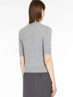 Short-sleeved wool and cashmere sweater
