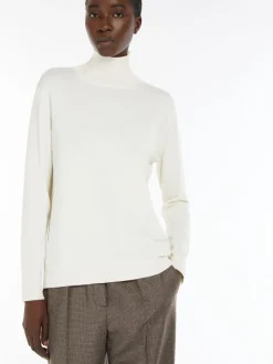 Silk and wool polo-neck sweater