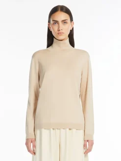 Silk and wool polo-neck sweater