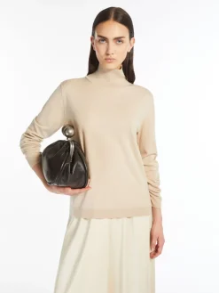Silk and wool polo-neck sweater