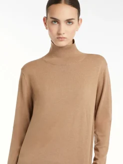 Silk and wool polo-neck sweater
